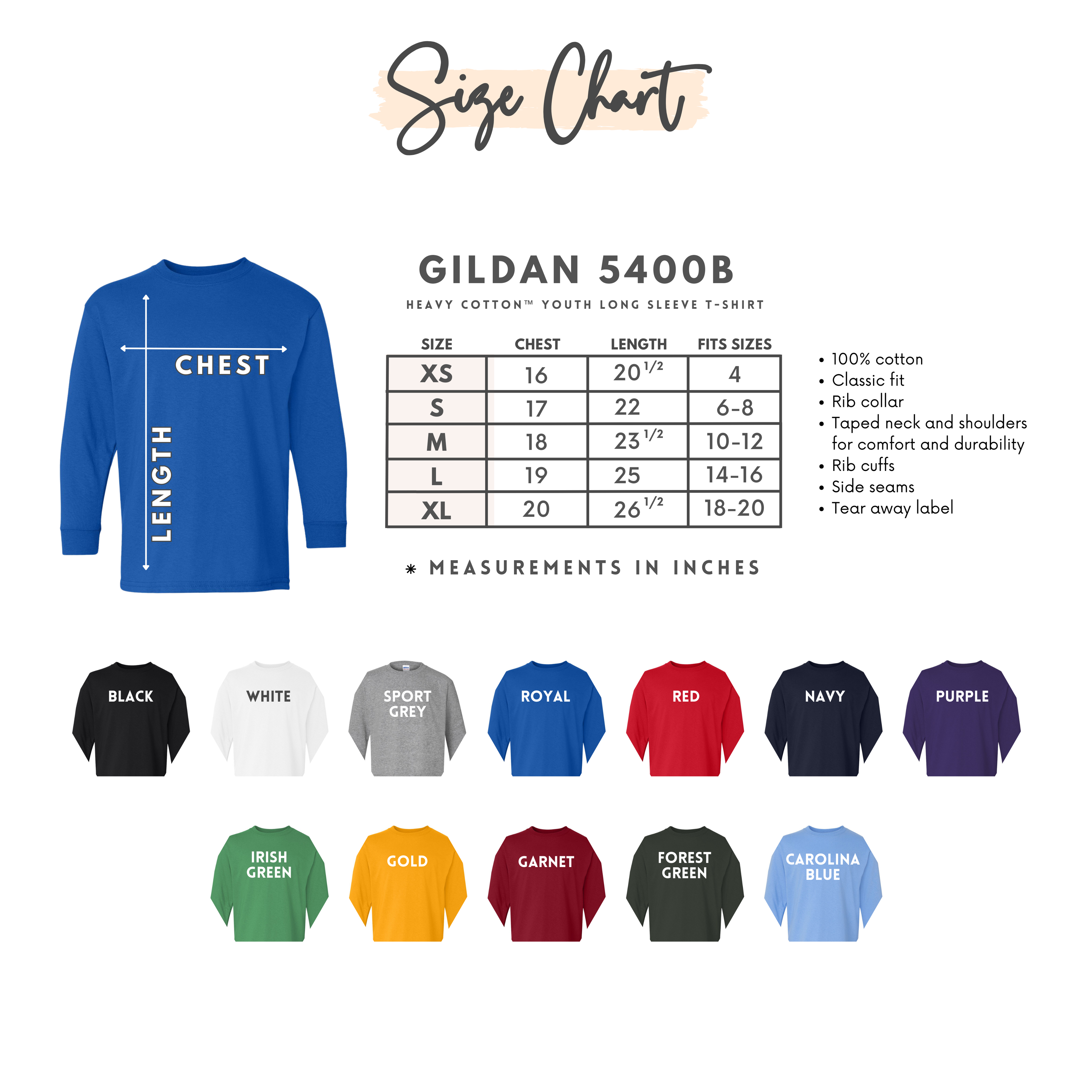 Custom Personalized Long Sleeve T-Shirts - Gildan G2400 (Adult) & G540B (Youth)