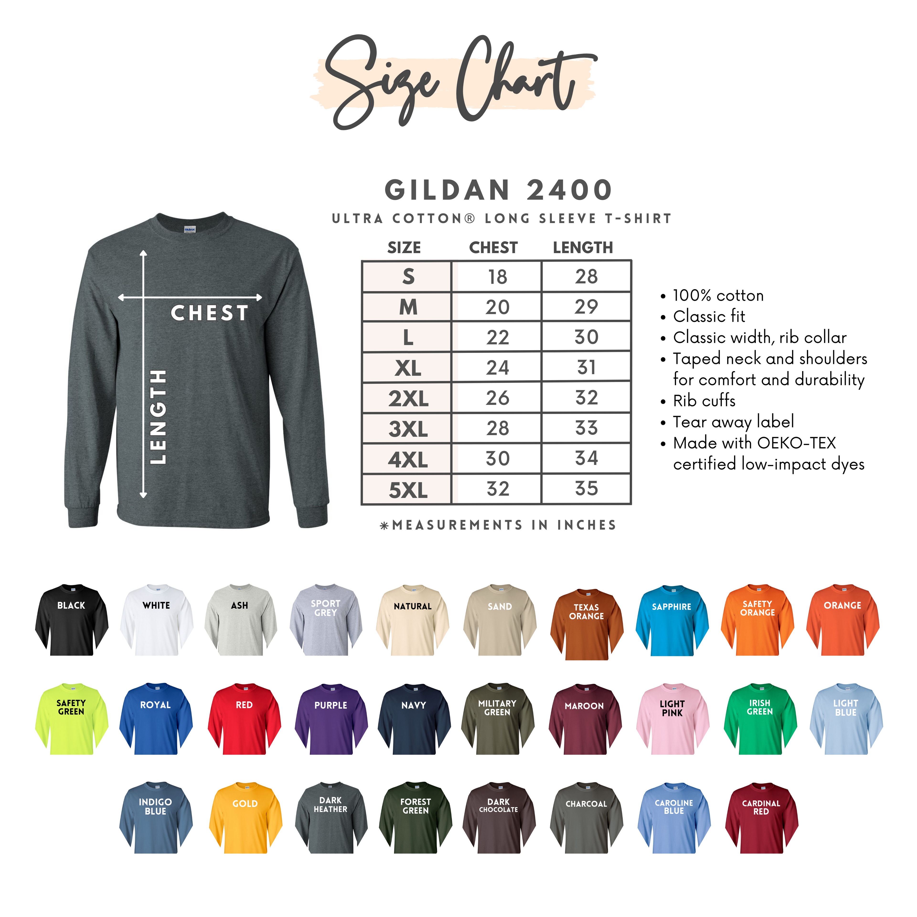 Custom Personalized Long Sleeve T-Shirts - Gildan G2400 (Adult) & G540B (Youth)