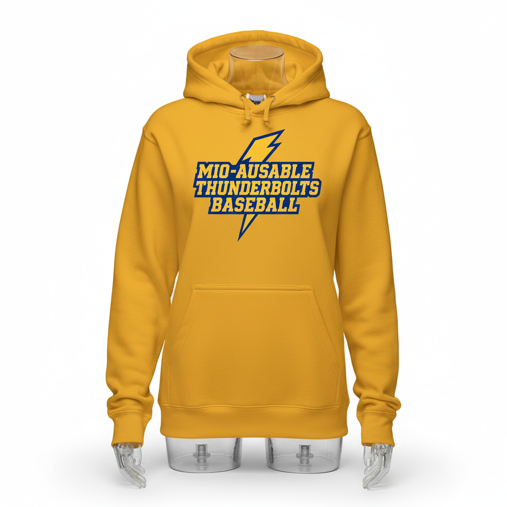 Gold Hoodie with Thunderbolts Logo