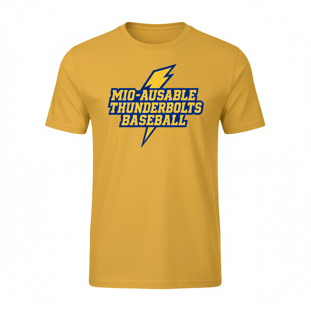 Gold T-Shirt with Thunderbolts Logo