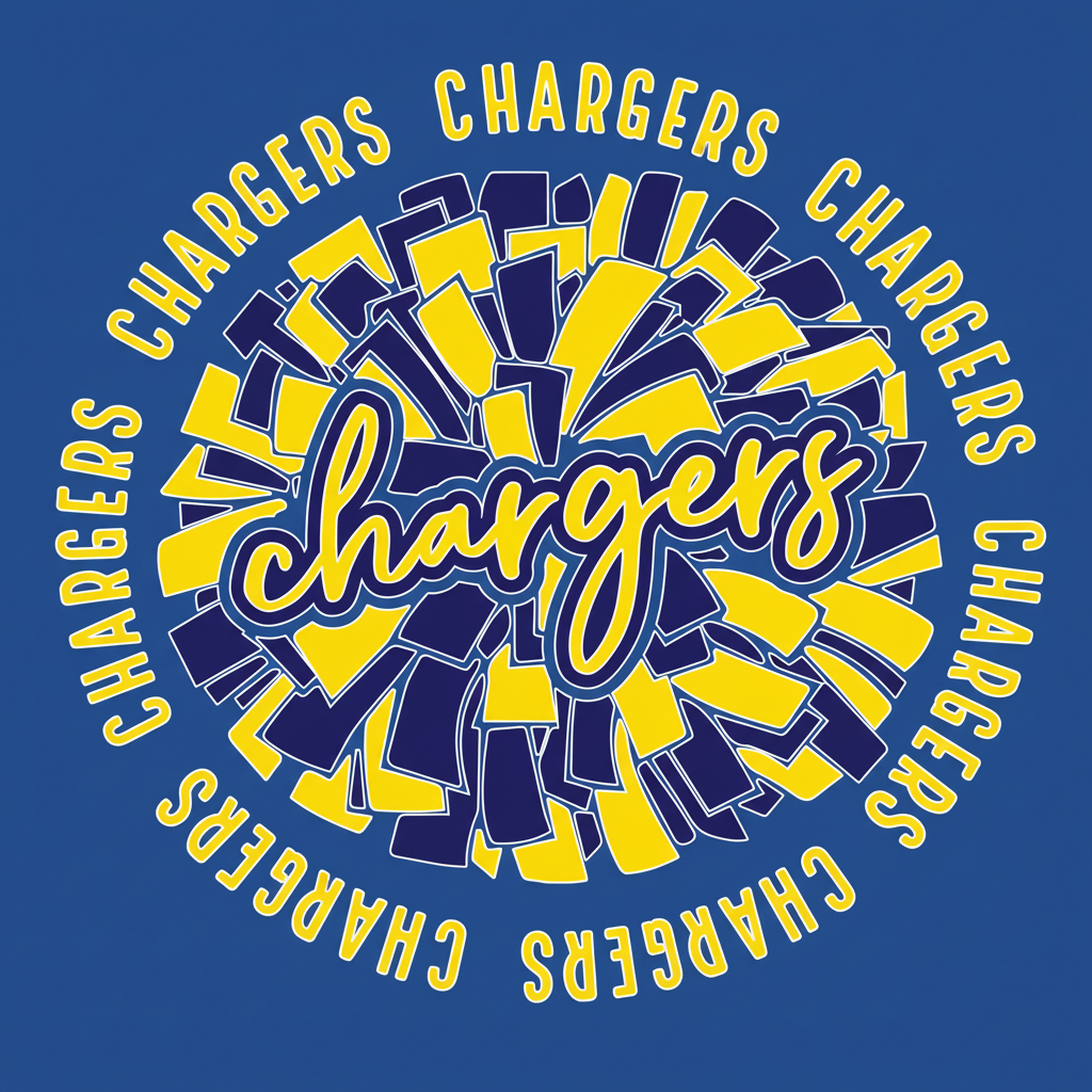 Chargers Cheer Circle Design - Royal Blue Background