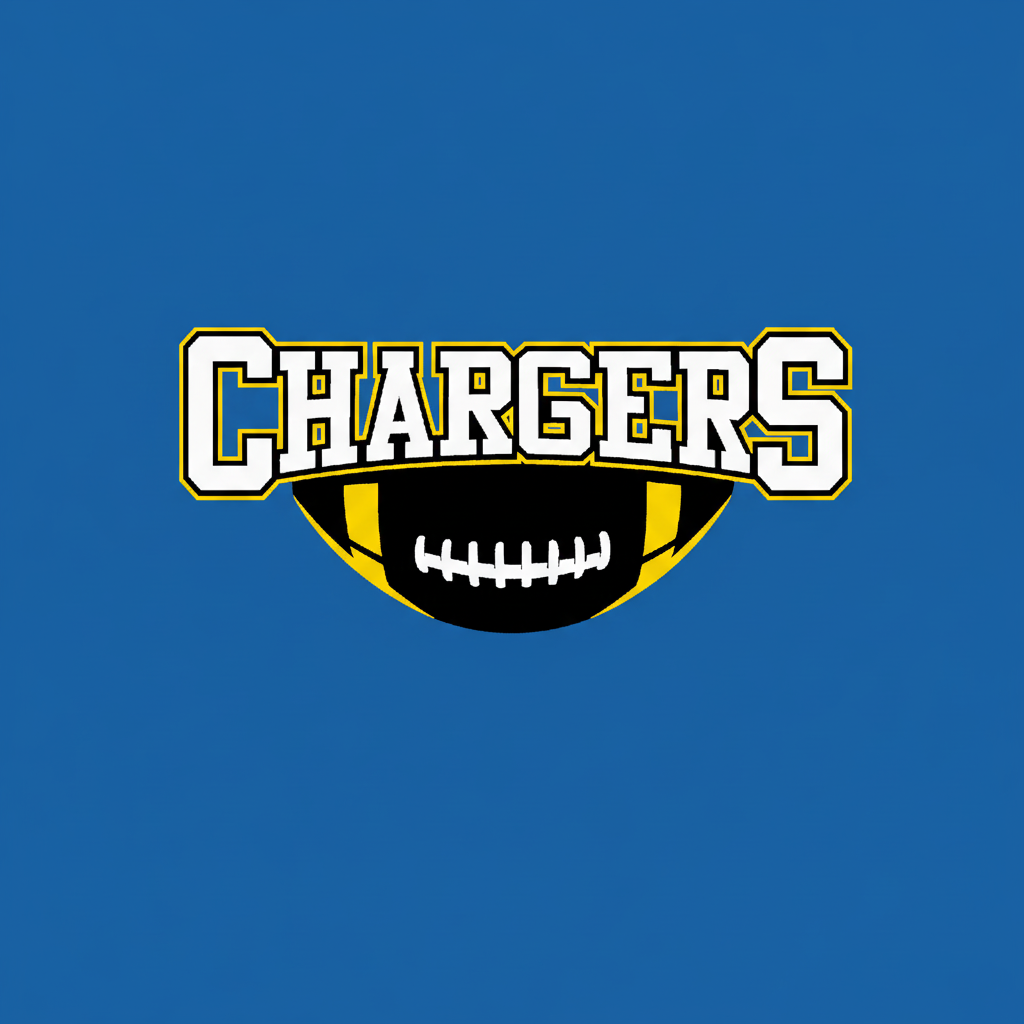 Chargers Football Shield Design - Royal Blue Background