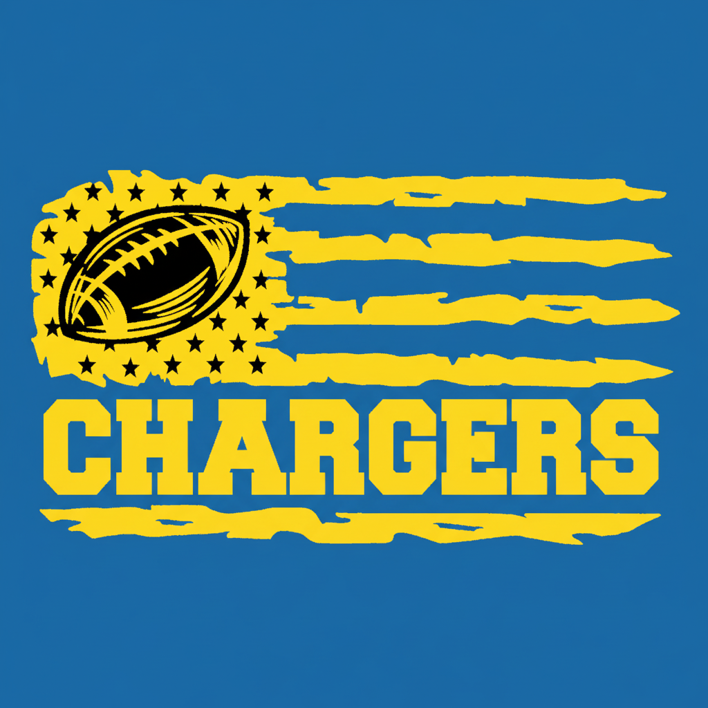 Chargers Football Flag Design - Royal Blue Background