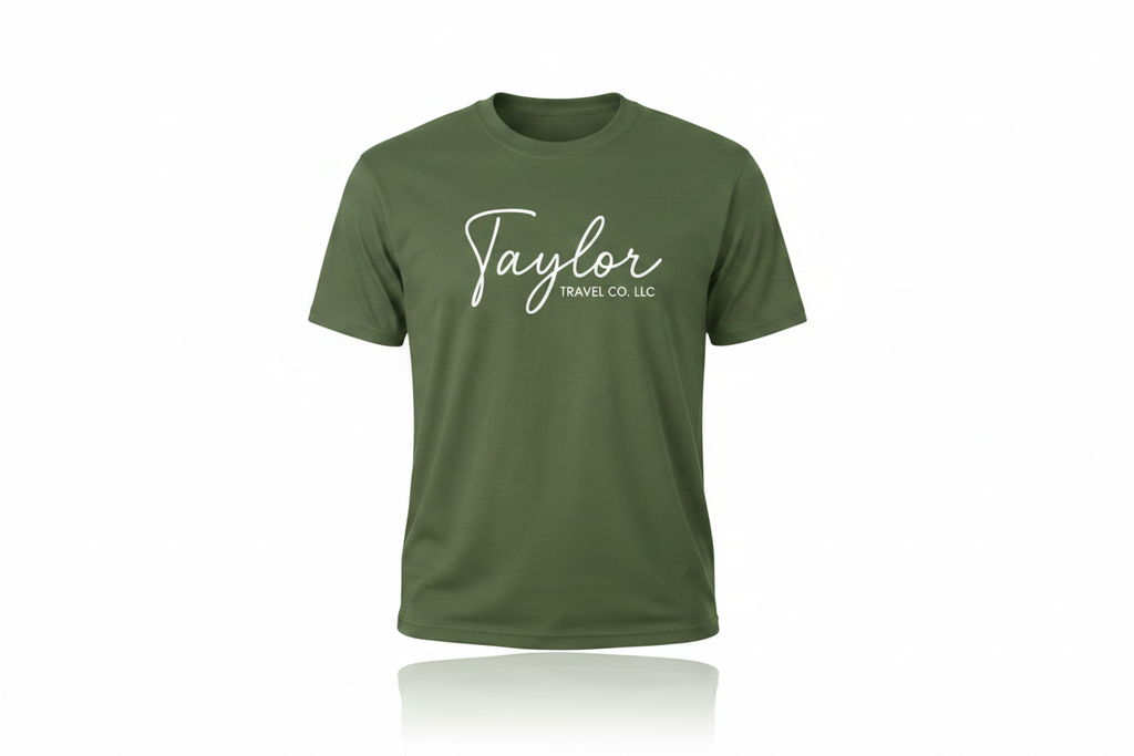Military Green T-Shirt - Large White Front Logo