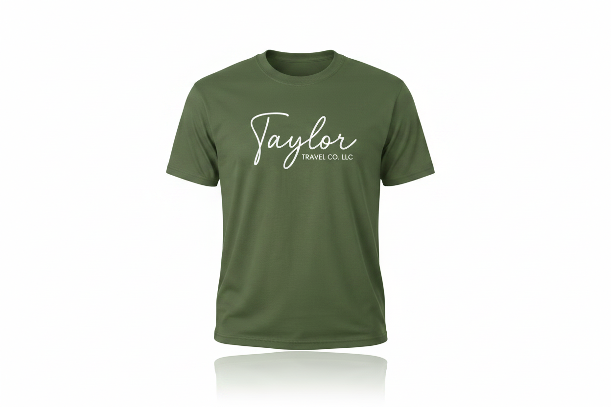 Military Green T-Shirt - Large White Front Logo